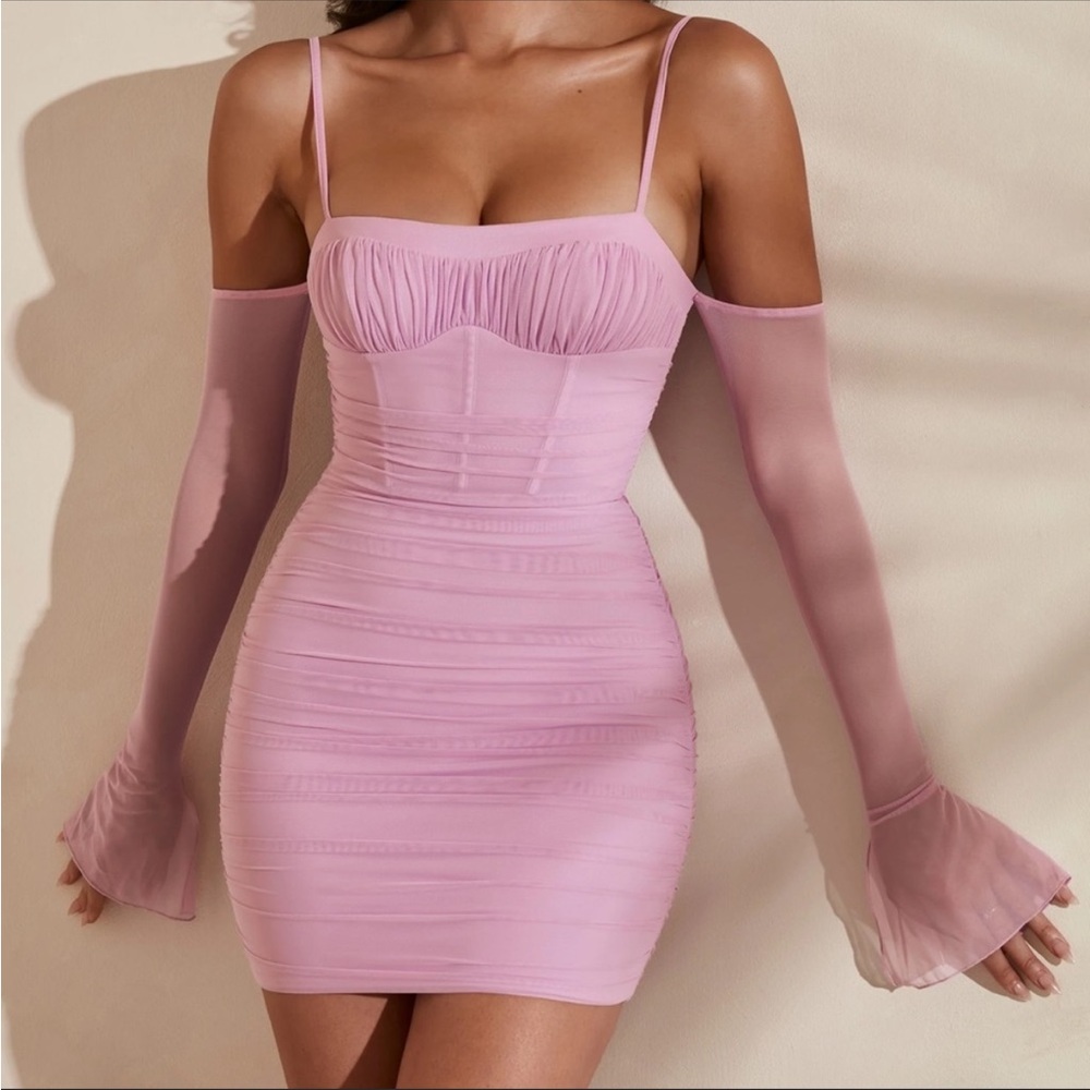 Oh Polly Off The Shoulder Mini Dress in Pink Size 2